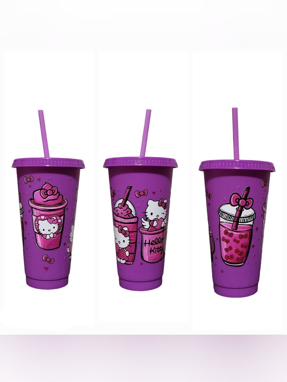 Hello Kitty Plastic Tumbler 24oz Purple